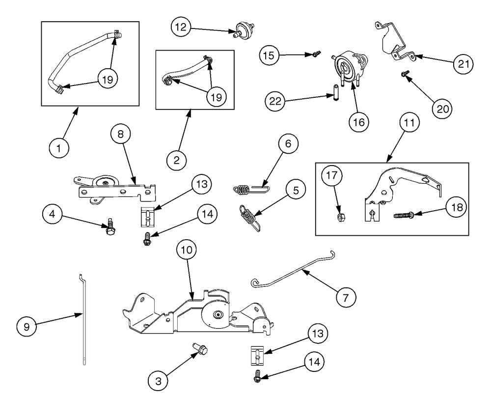 Fuel System And Carburetor Linkage Diagram and Parts List for RZT50 17BA5A7P709-17BA5A7P710-17BA5A7P712 Cub Cadet Lawn Tractor